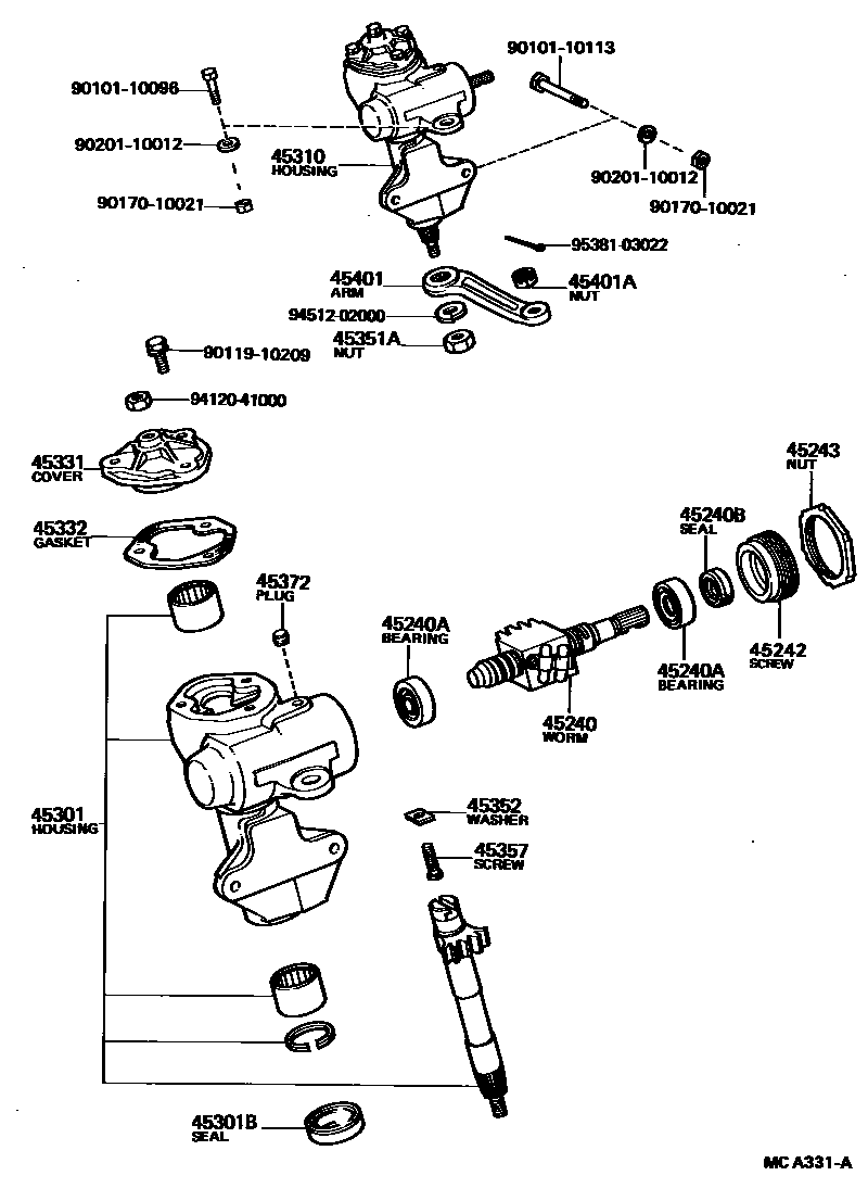 Toyota HILUX 前转向齿轮和连杆 EPC diagram — MCA331A