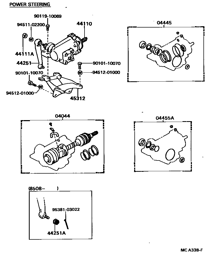 Toyota HILUX 前转向齿轮和连杆 EPC diagram — MCA338F