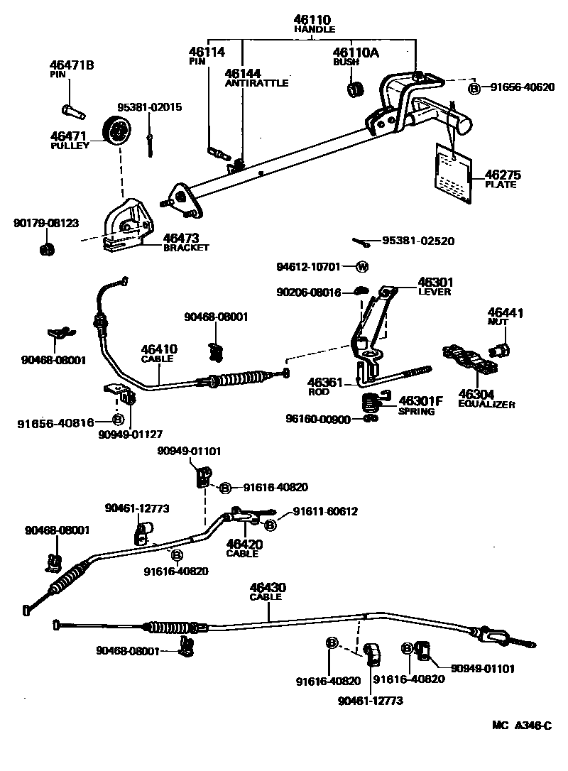 Toyota HILUX Parking Brake & Cable EPC diagram — MCA346C