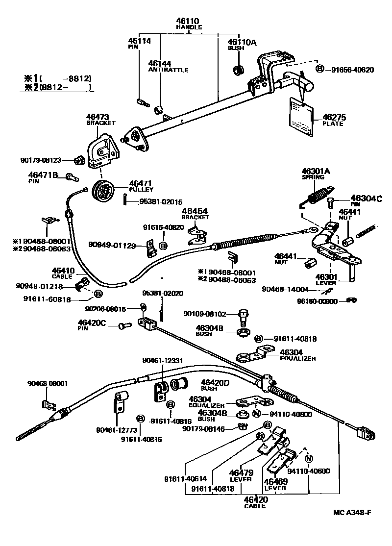 Toyota HILUX Parking Brake & Cable EPC diagram — MCA348F