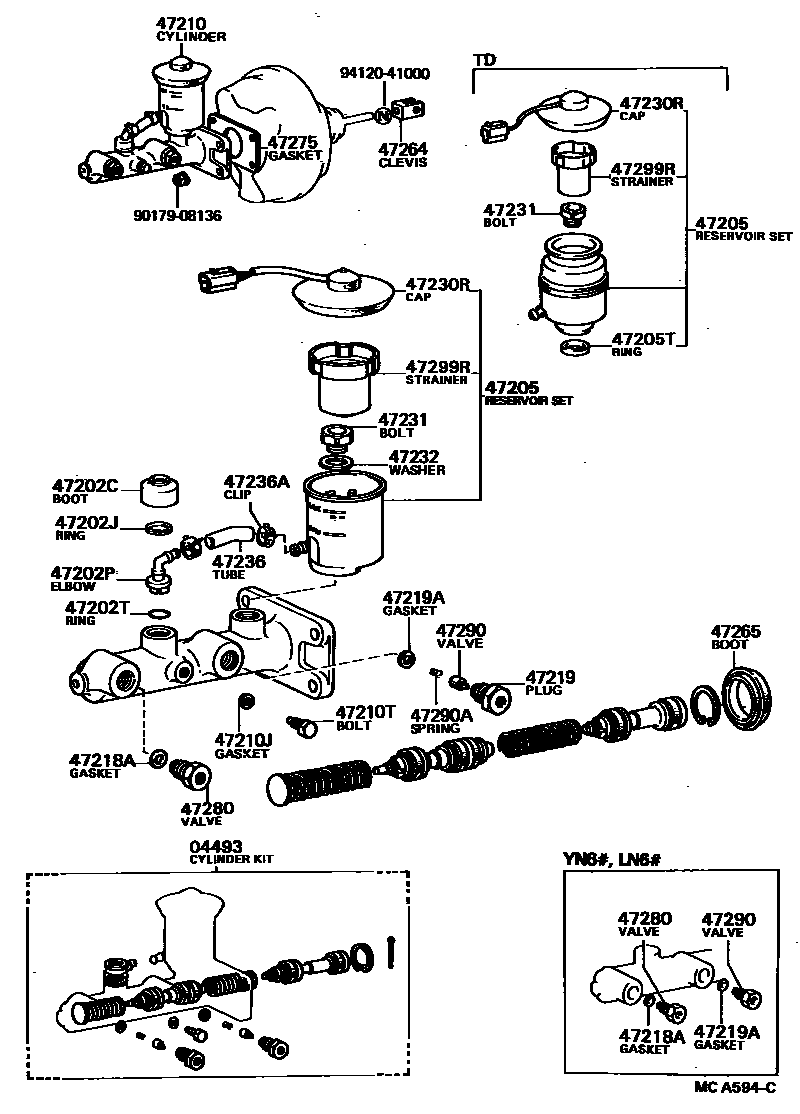 Toyota HILUX 制动总泵 EPC diagram — MCA594C