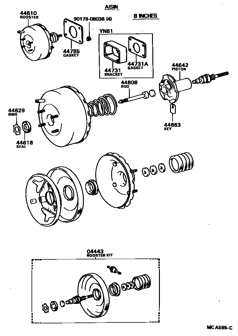 Toyota HILUX 制动助力器和真空管 EPC diagram — MCA595C