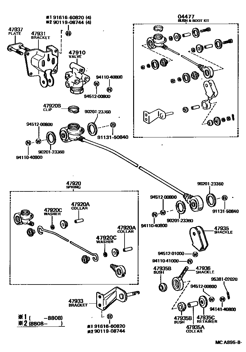 Toyota HILUX 制动配管和卡箍 EPC diagram — MCA895B