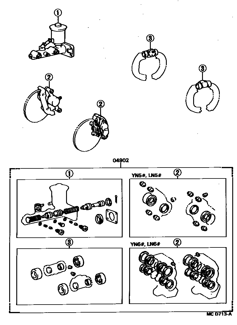 Toyota HILUX 制动器保养组件 EPC diagram — MCD713A