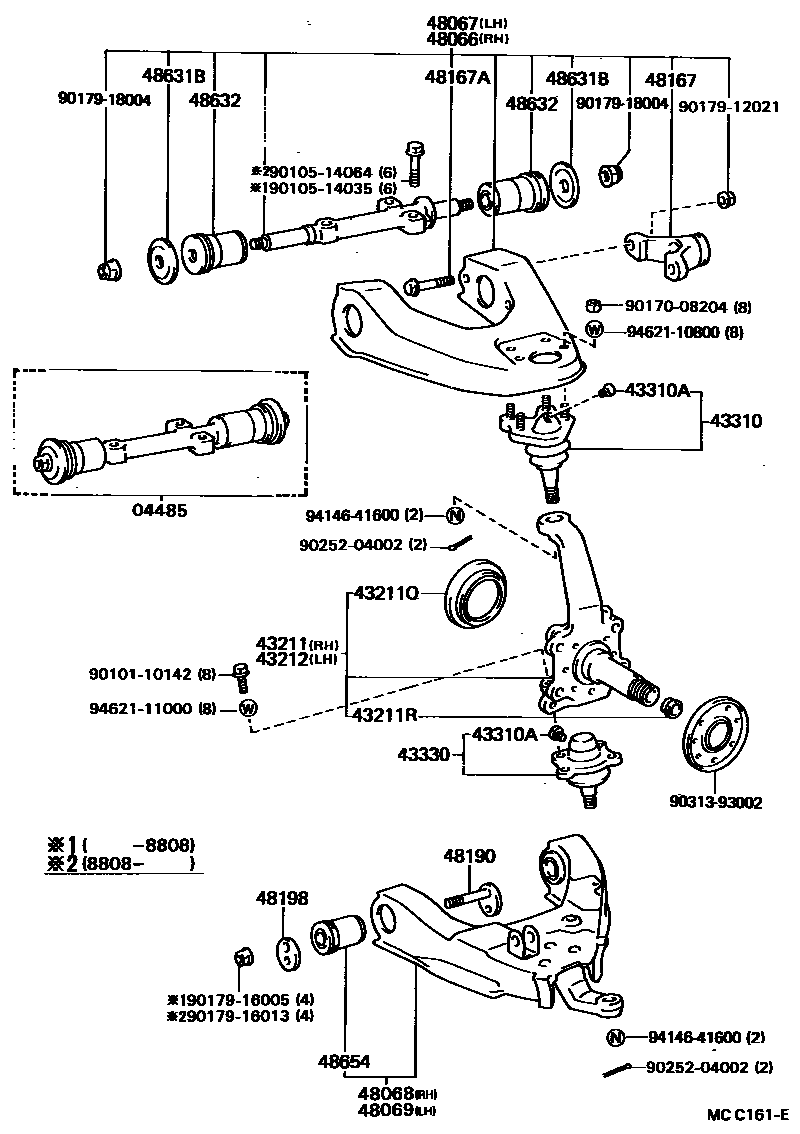 Toyota HILUX 前桥控制臂和转向节 EPC diagram — MCC161E