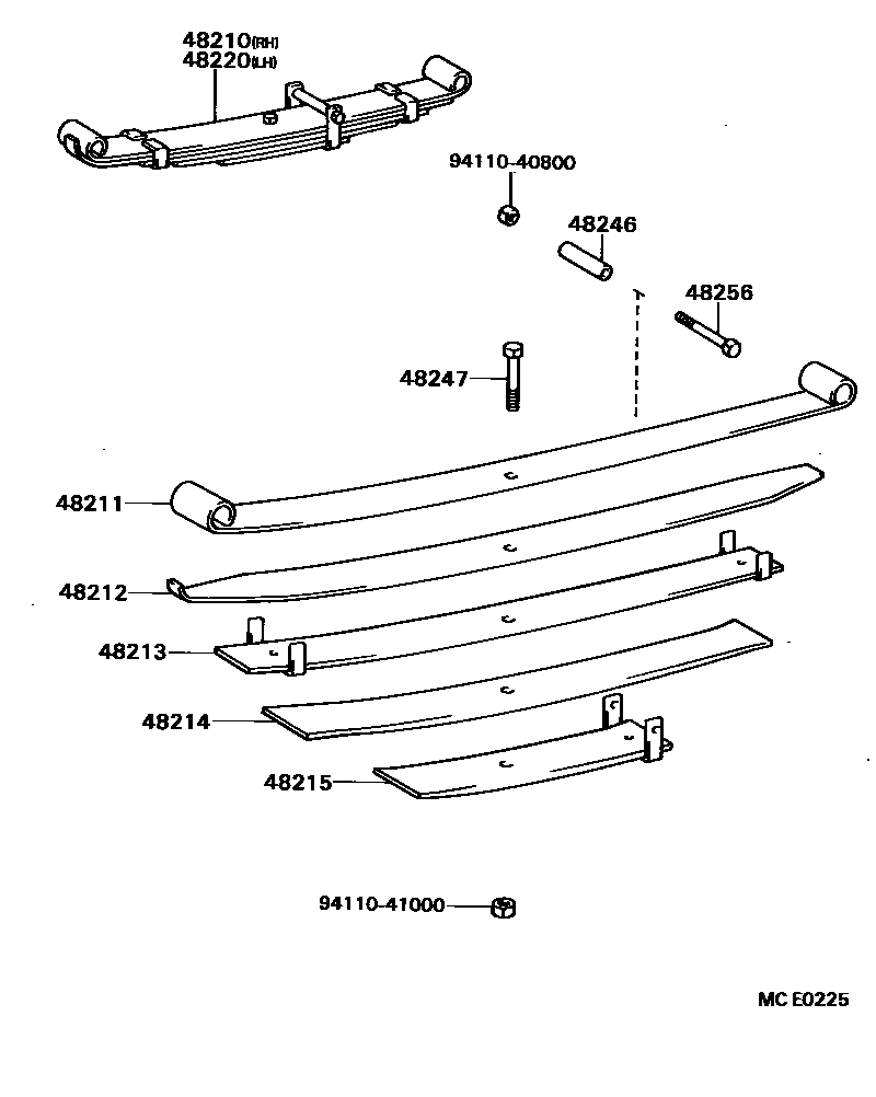 Toyota HILUX Rear Spring & Shock Absorber EPC diagram — MCE0225