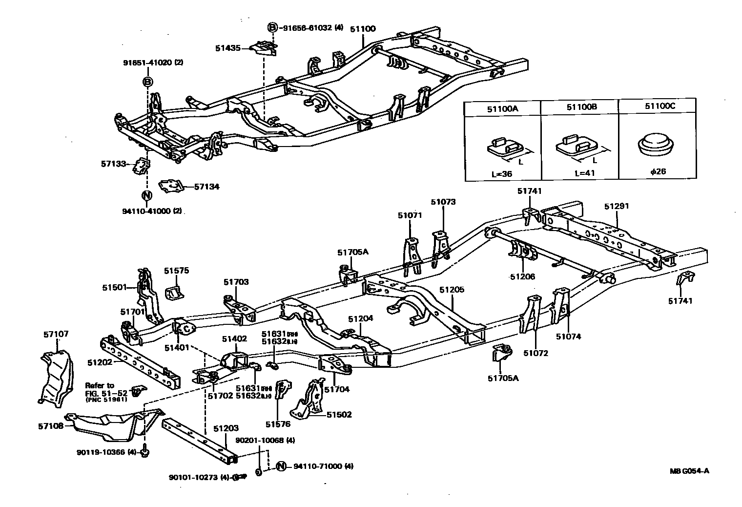 Toyota HILUX 车架 EPC diagram — MBG054A
