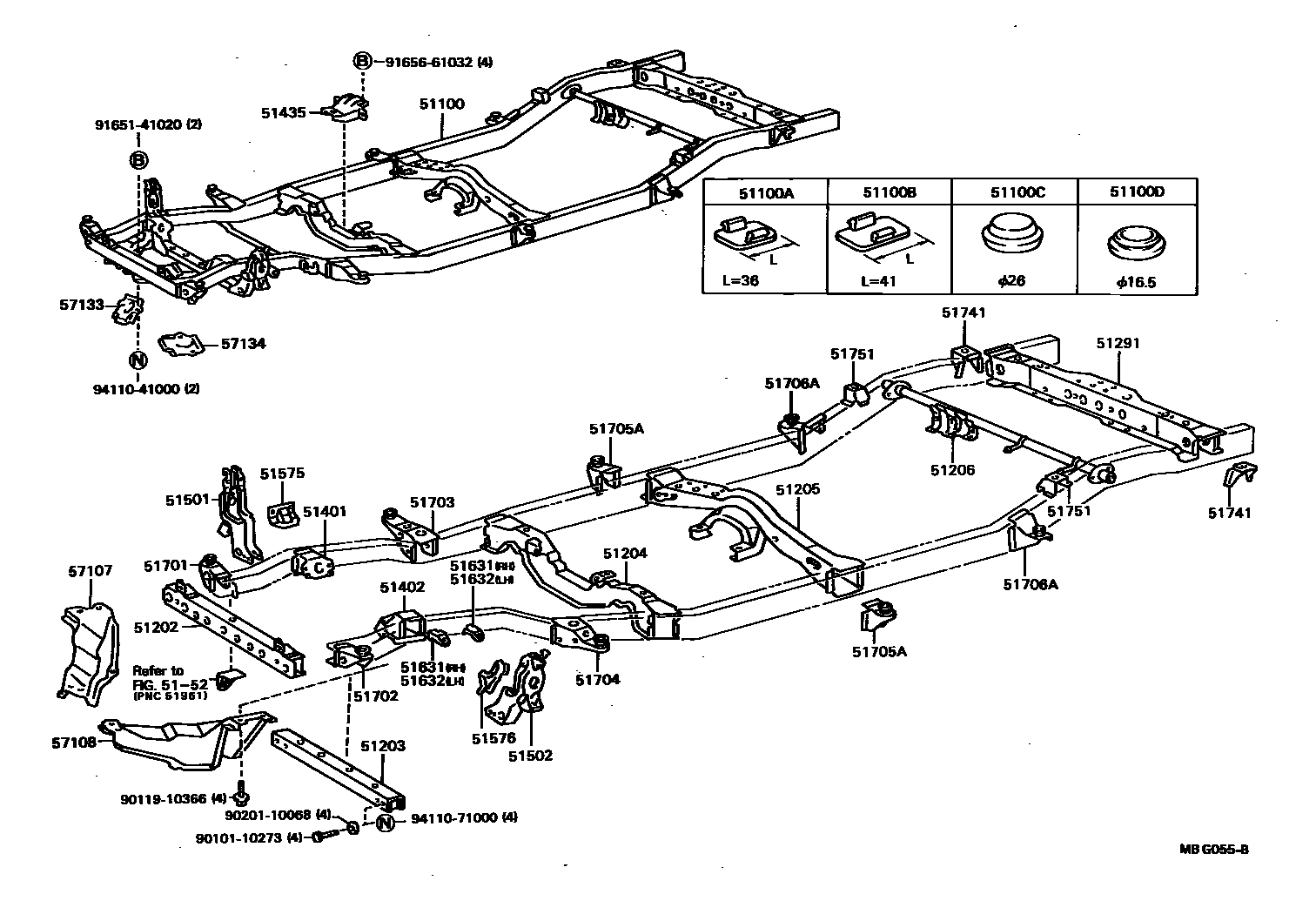 Toyota HILUX 车架 EPC diagram — MBG055B