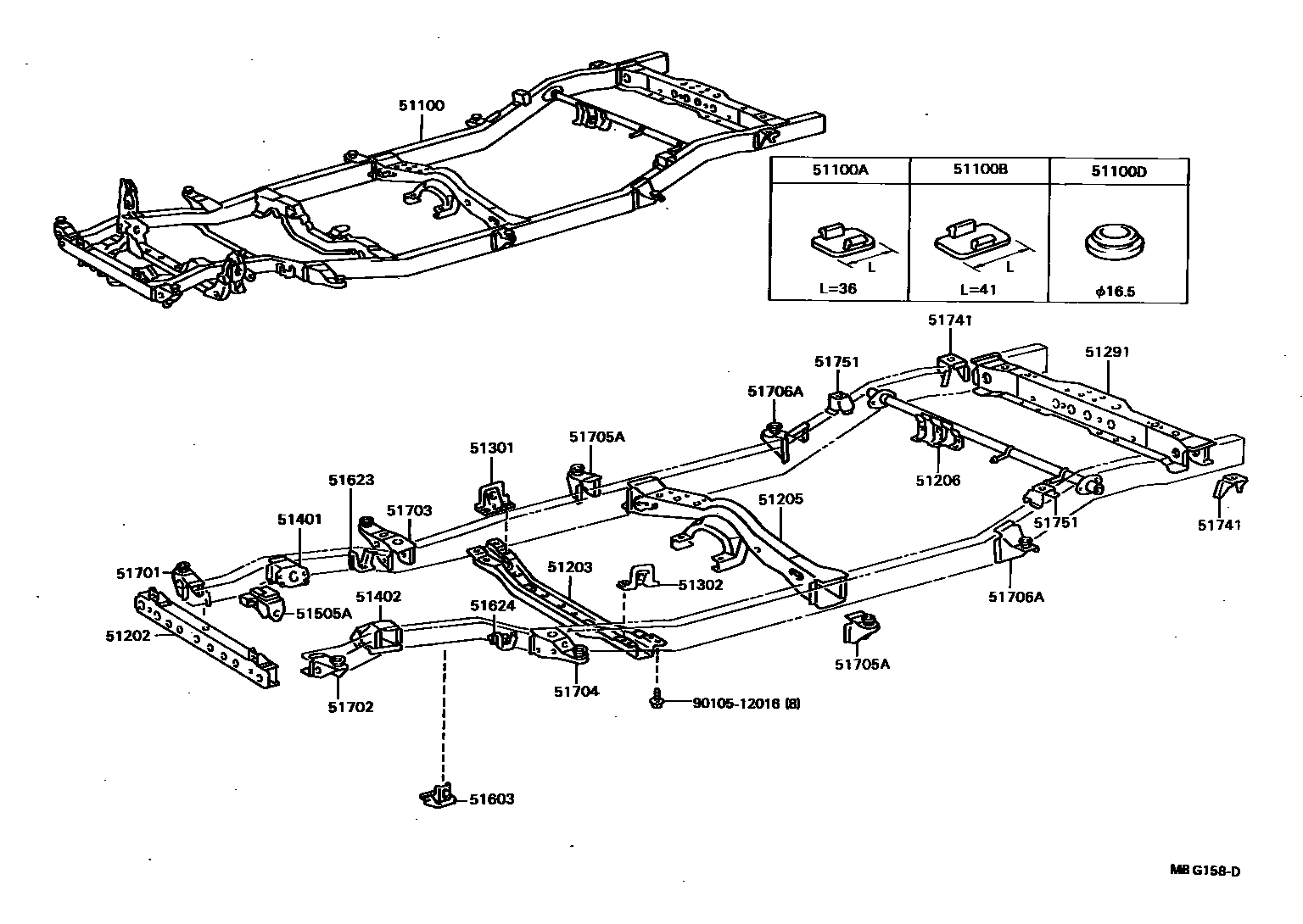 Toyota HILUX 车架 EPC diagram — MBG158D
