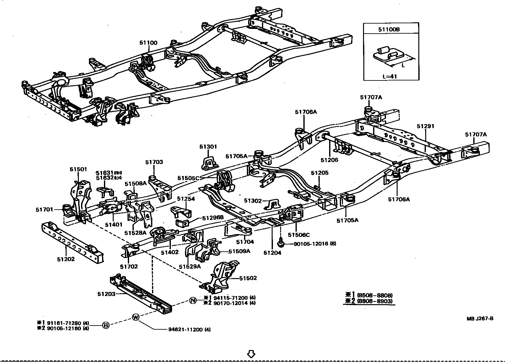 Toyota HILUX 车架 EPC diagram — MBJ267B