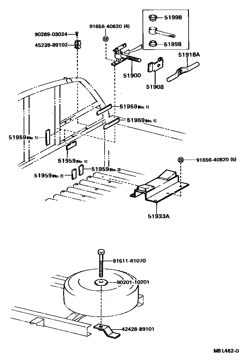 Toyota HILUX Spare tire rack EPC diagram — MBL462D