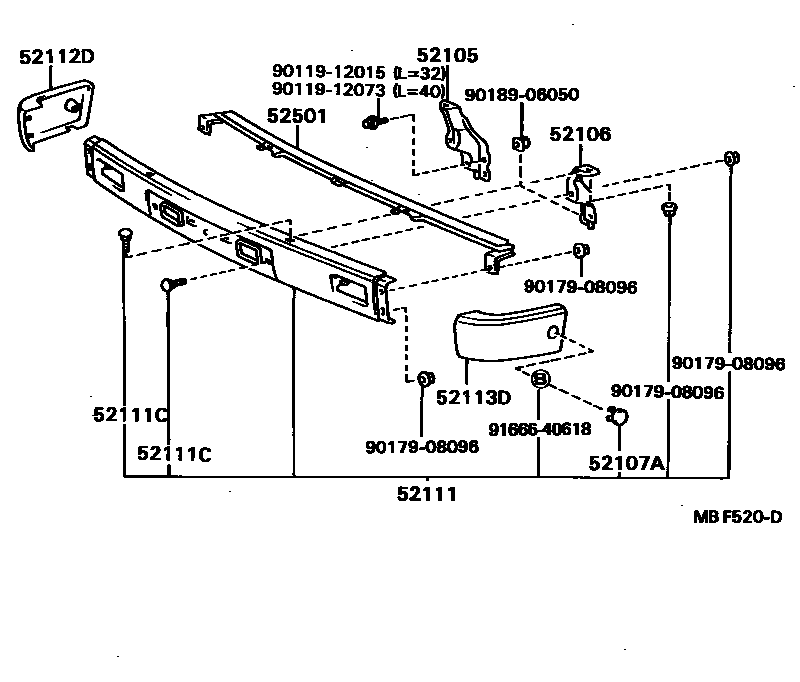 Toyota HILUX 前保险杠及附件 EPC diagram — MBF520D