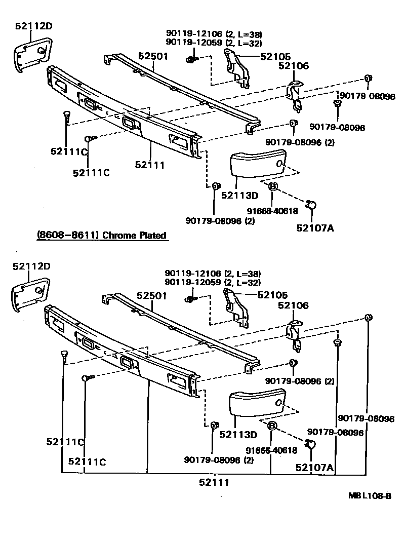 Toyota HILUX 前保险杠及附件 EPC diagram — MBL108B