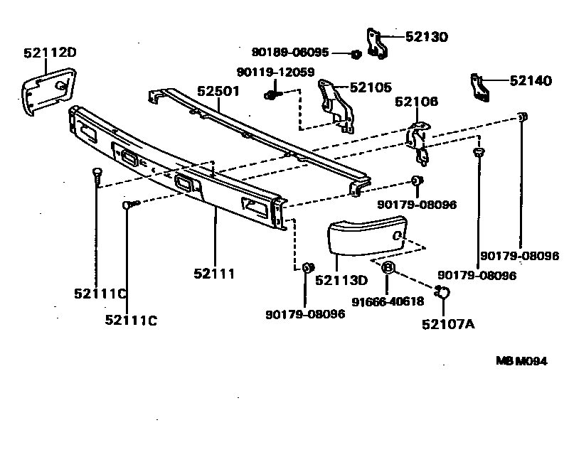 Toyota HILUX 前保险杠及附件 EPC diagram — MBM094