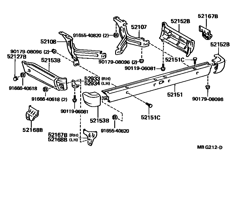 Toyota HILUX 后保险杠及附件 EPC diagram — MBG212D