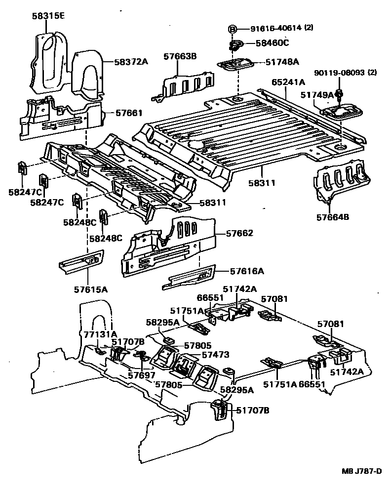 Toyota HILUX 后地板和后地板梁 EPC diagram — MBJ787D