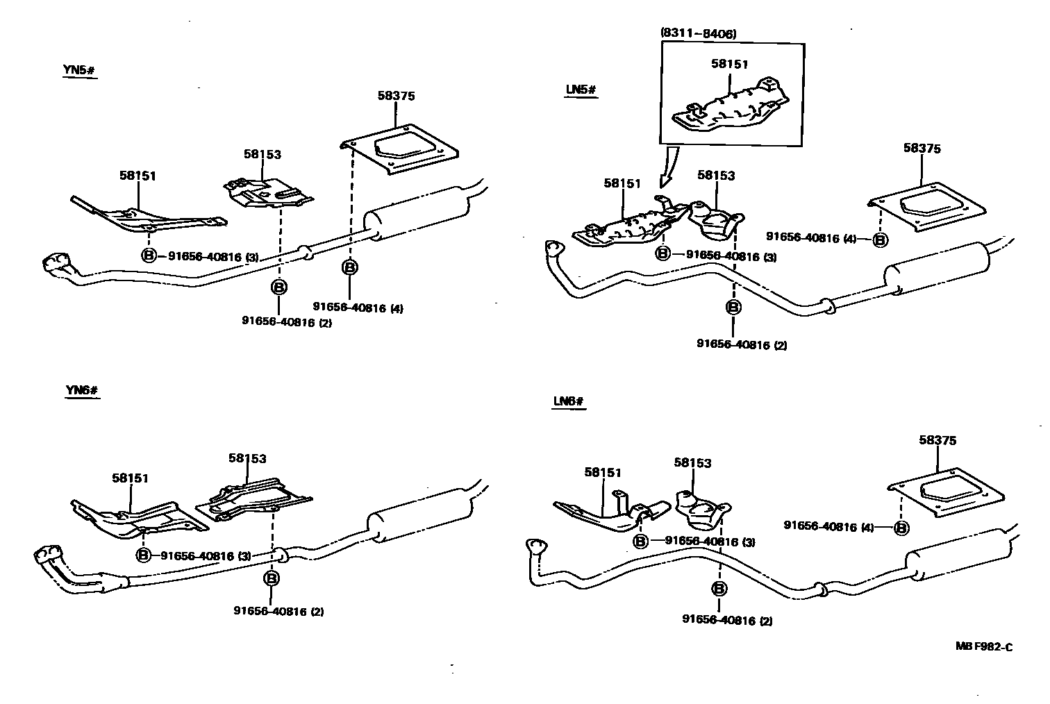 Toyota HILUX 地板隔热垫 EPC diagram — MBF982C