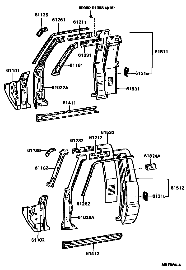 Toyota HILUX 侧梁 EPC diagram — MBF984A