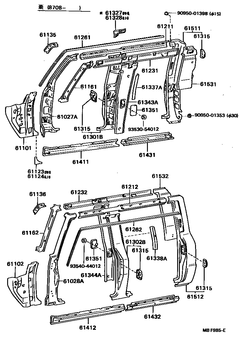 Toyota HILUX 侧梁 EPC diagram — MBF985E