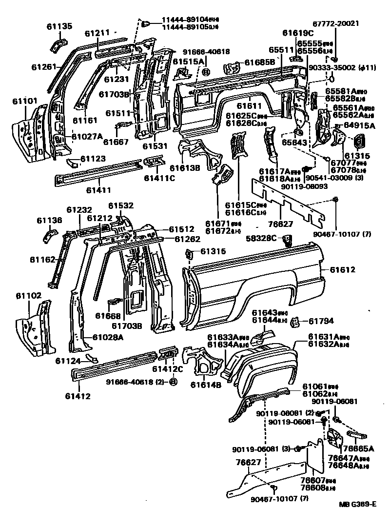 Toyota HILUX 侧梁 EPC diagram — MBG369E