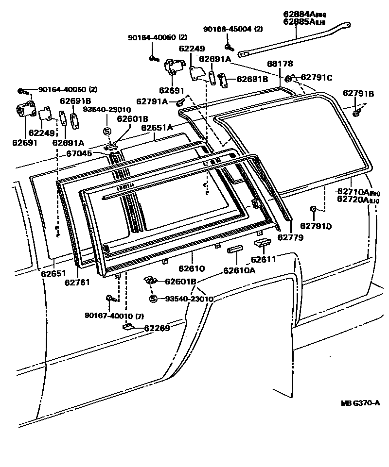 Toyota HILUX 侧窗 EPC diagram — MBG370A