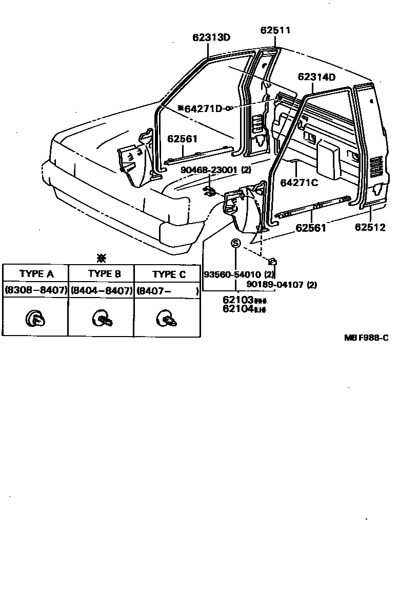 Toyota HILUX 车内装饰板 EPC diagram — MBF988C