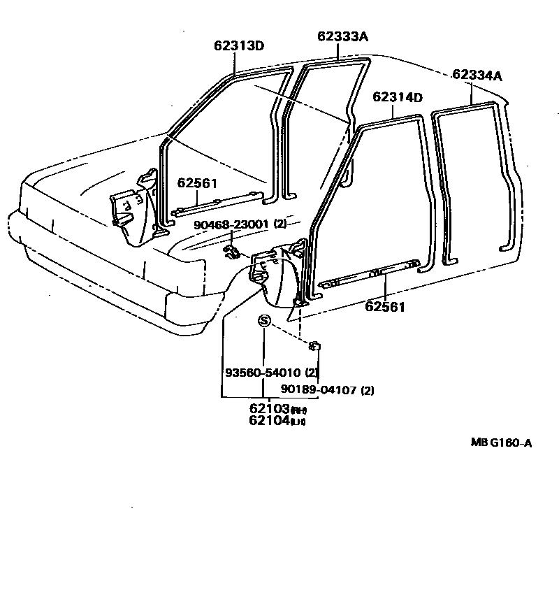 Toyota HILUX 车内装饰板 EPC diagram — MBG160A