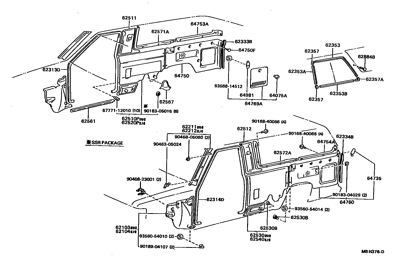 Toyota HILUX 车内装饰板 EPC diagram — MBH376D