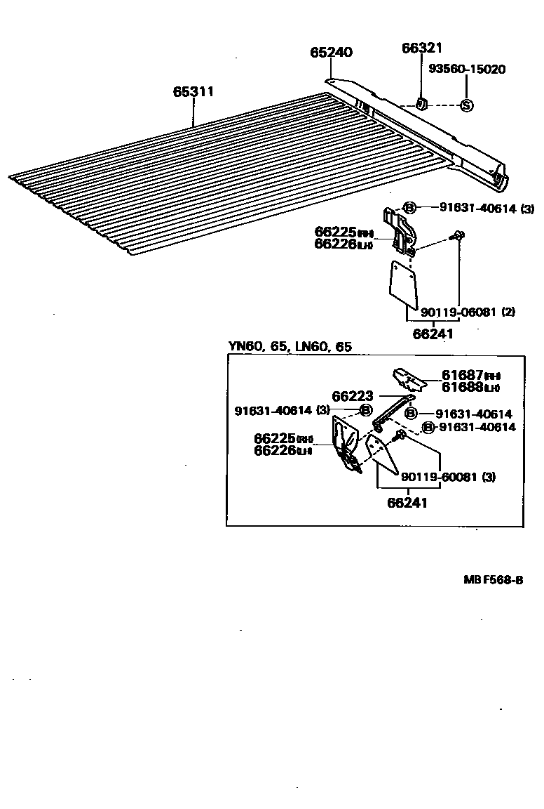 Toyota HILUX 后车身地板和翼子板 EPC diagram — MBF568B