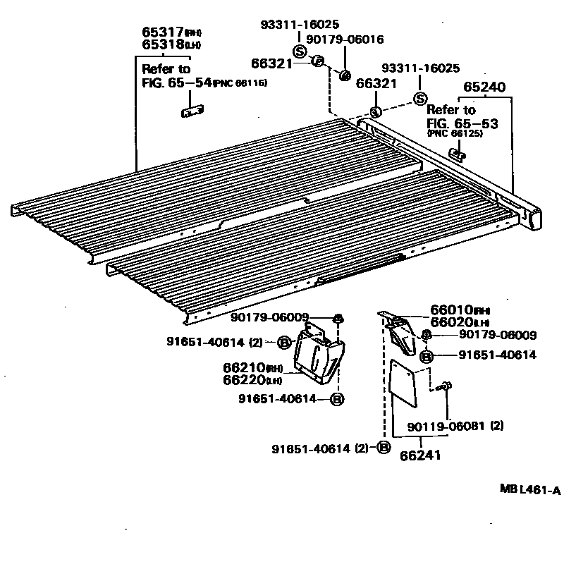 Toyota HILUX 后车身地板和翼子板 EPC diagram — MBL461A
