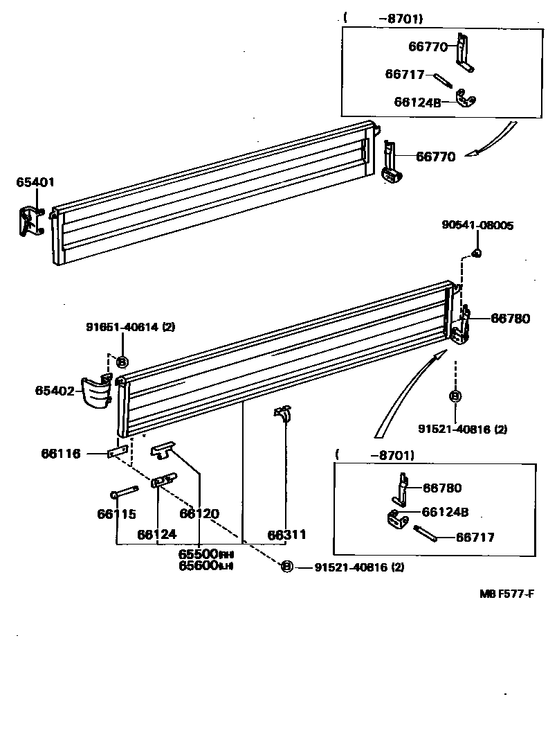 Toyota HILUX 后车身侧面板 EPC diagram — MBF577F
