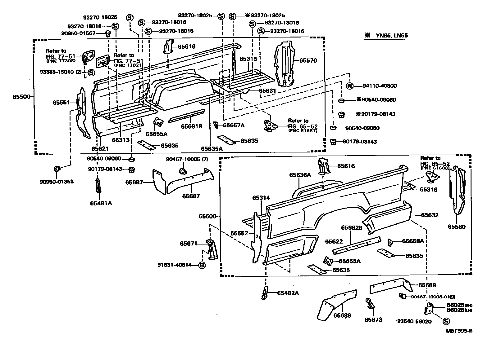 Toyota HILUX 后车身侧面板 EPC diagram — MBF995B