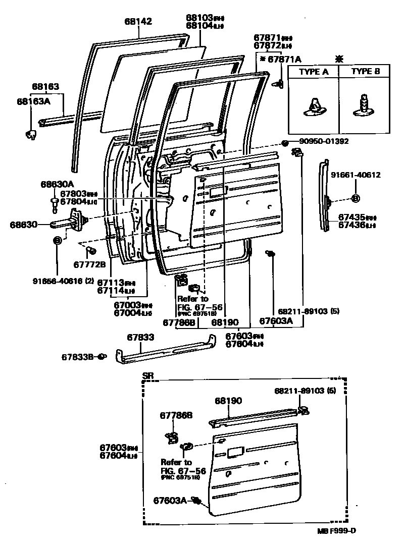 Toyota HILUX 后门板和后门玻璃 EPC diagram — MBF999D