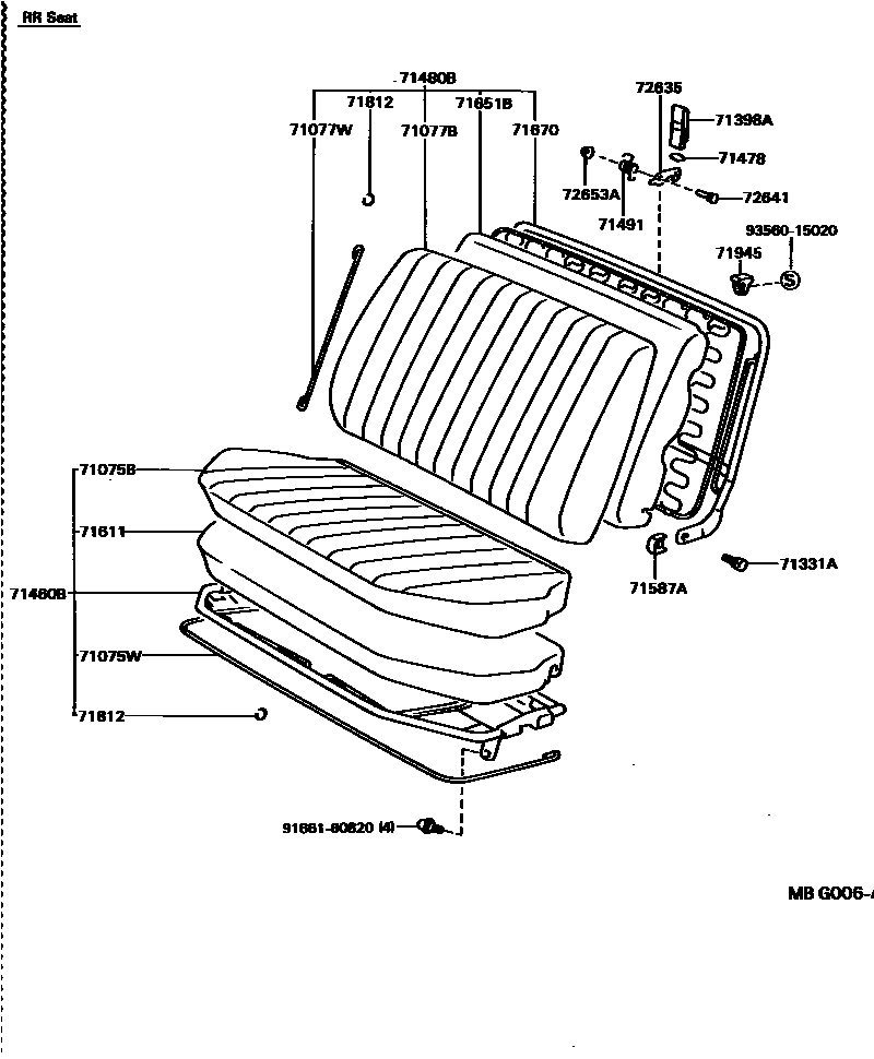 Toyota HILUX 座椅和座椅滑轨 EPC diagram — MBG006A