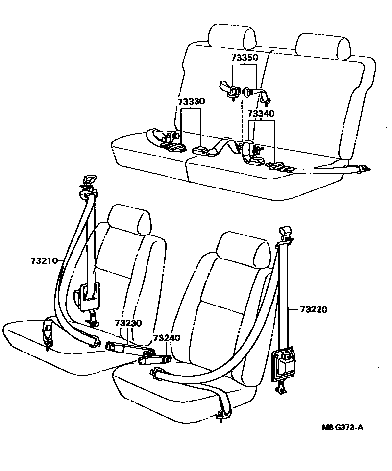 Toyota HILUX seat belt EPC diagram — MBG373A