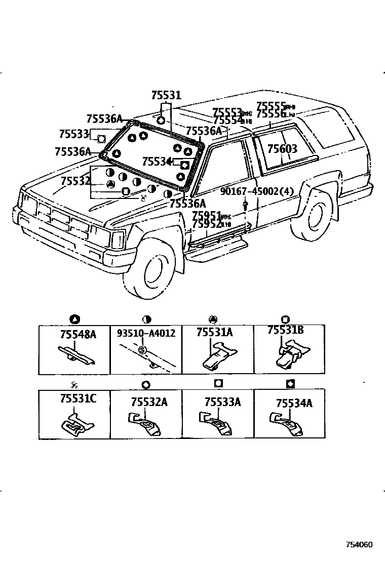Toyota HILUX 防护条 EPC diagram — 754060