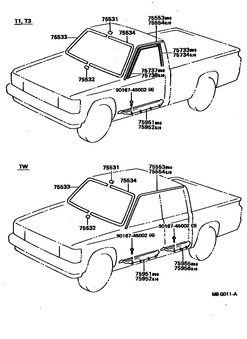 Toyota HILUX 防护条 EPC diagram — MBG011A