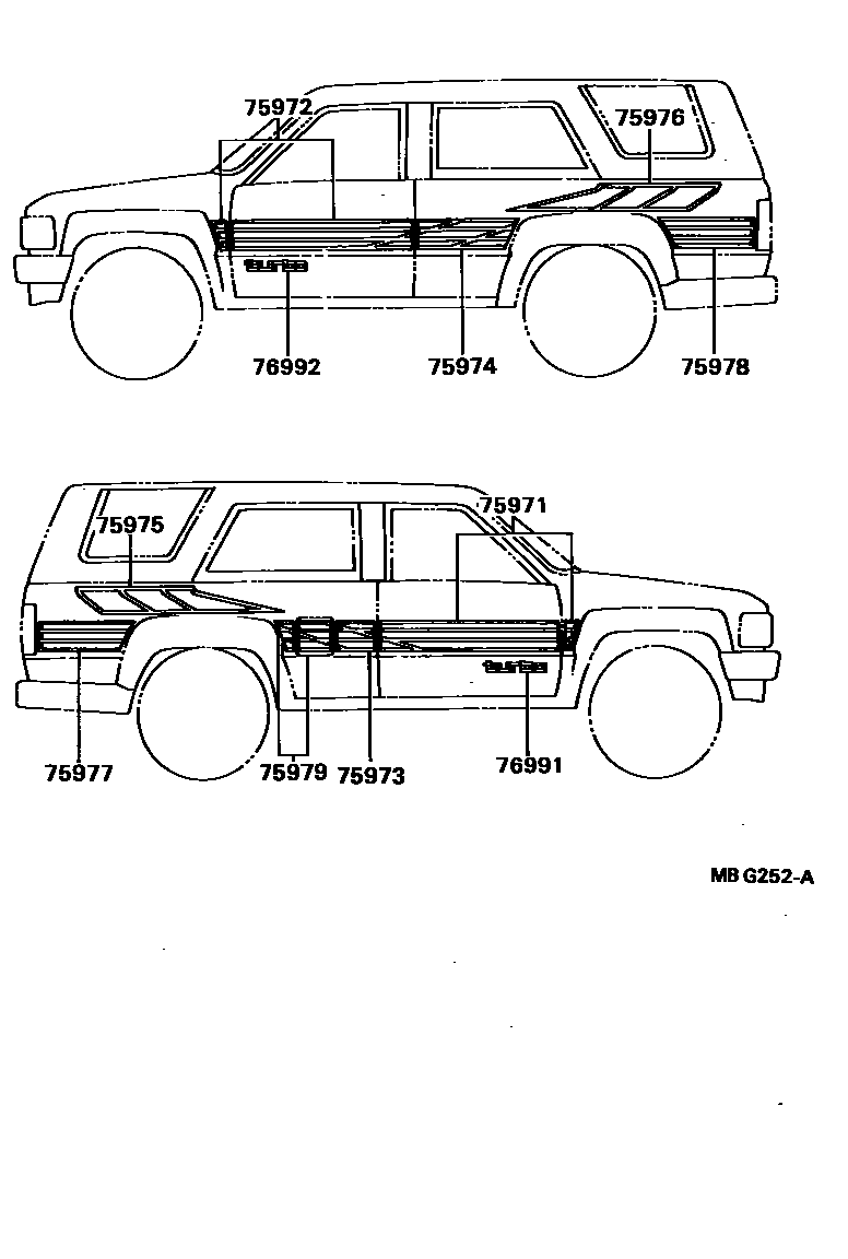Toyota HILUX 车身镶条 EPC diagram — MBG252A
