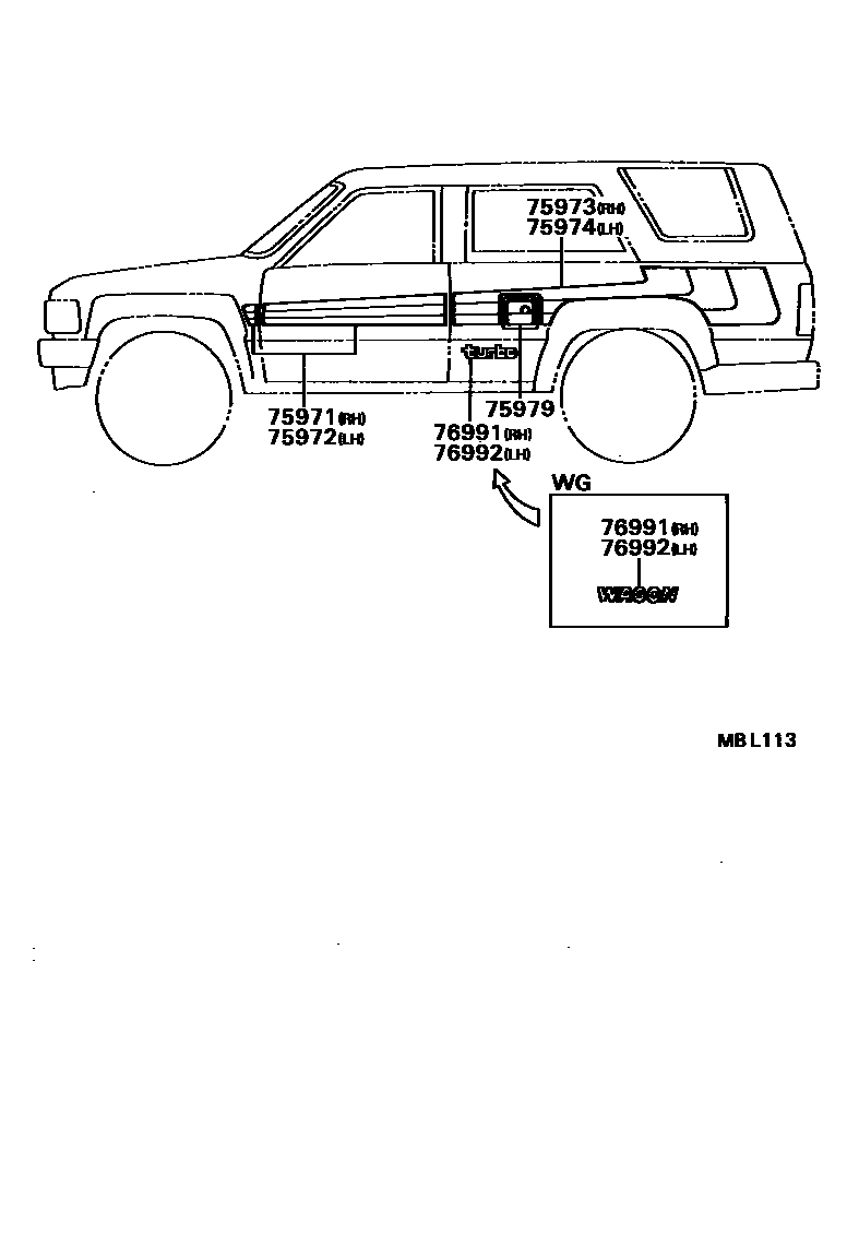 Toyota HILUX 车身镶条 EPC diagram — MBL113