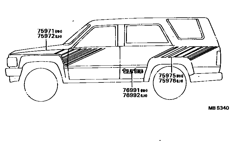 Toyota HILUX 车身镶条 EPC diagram — MBS340