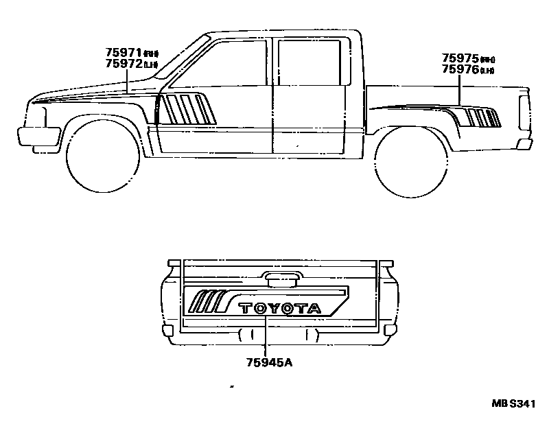 Toyota HILUX 车身镶条 EPC diagram — MBS341