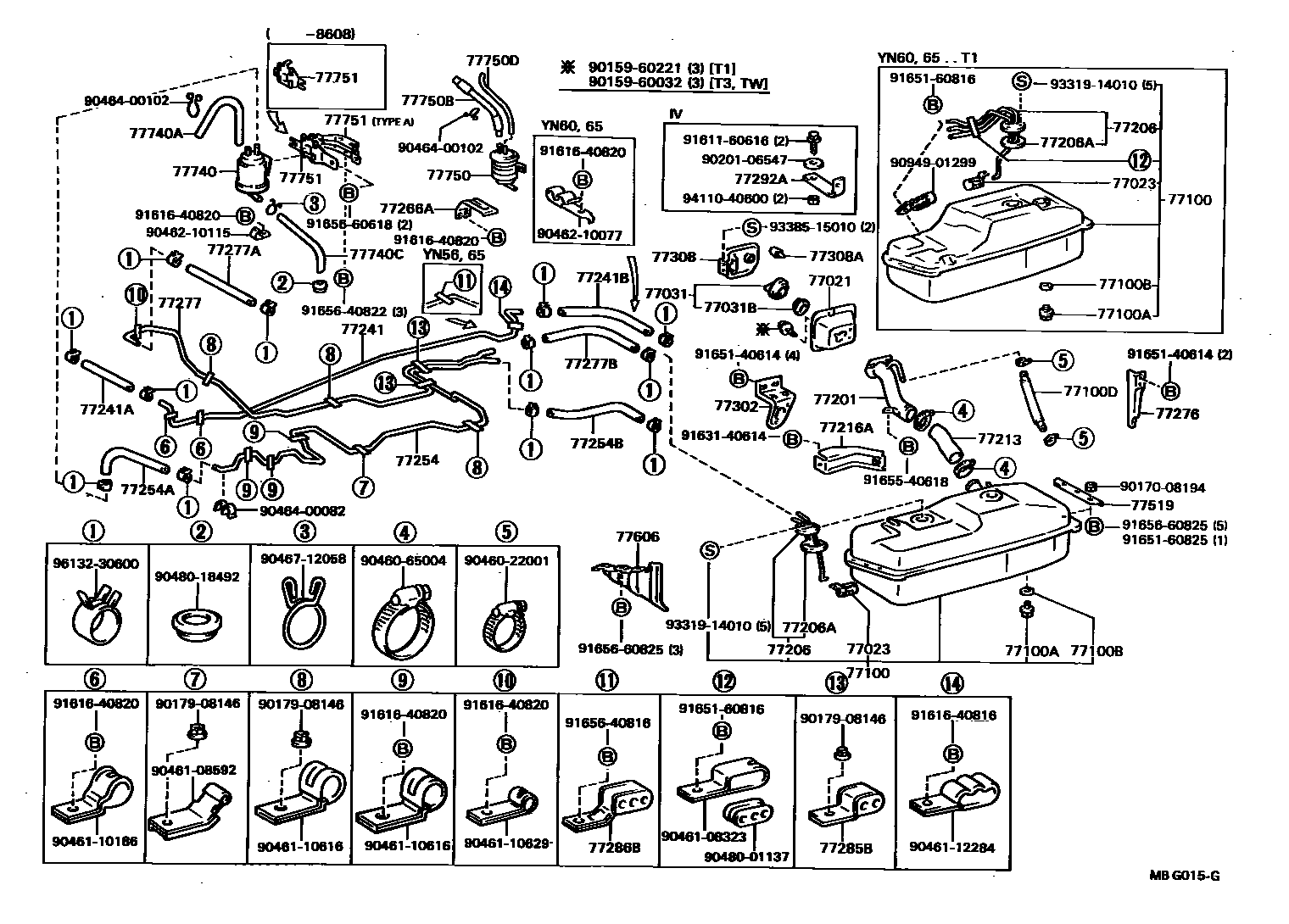 Toyota HILUX 燃油箱和燃油管 EPC diagram — MBG015G