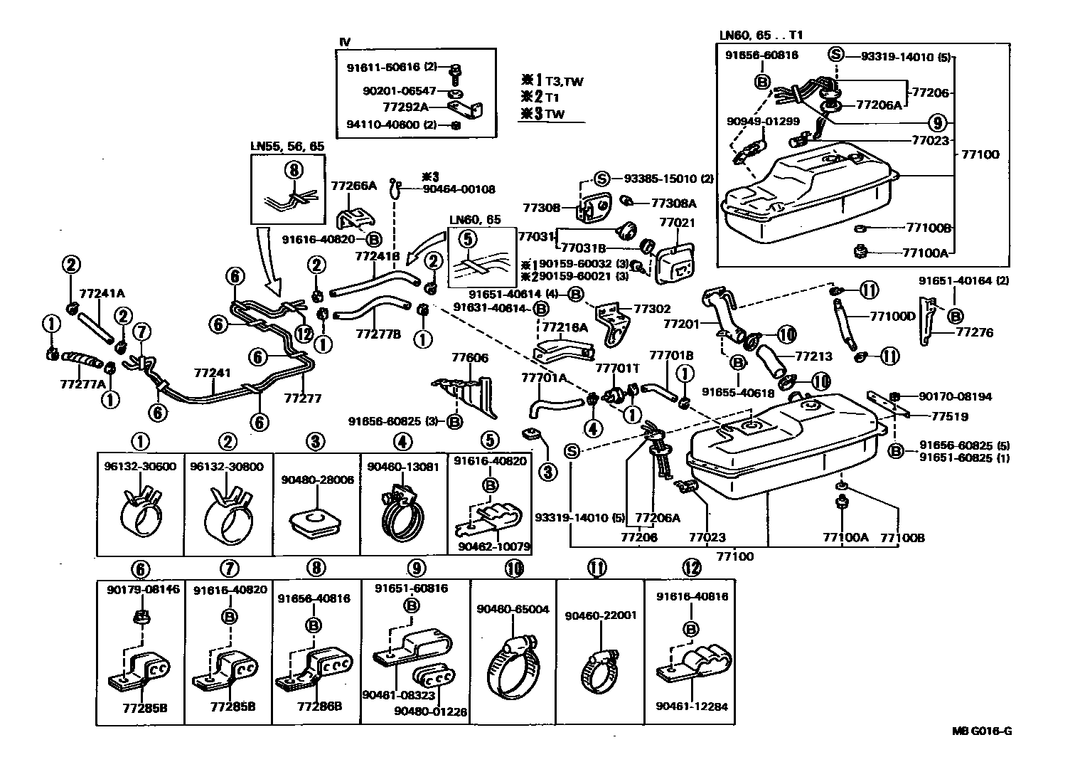 Toyota HILUX 燃油箱和燃油管 EPC diagram — MBG016G