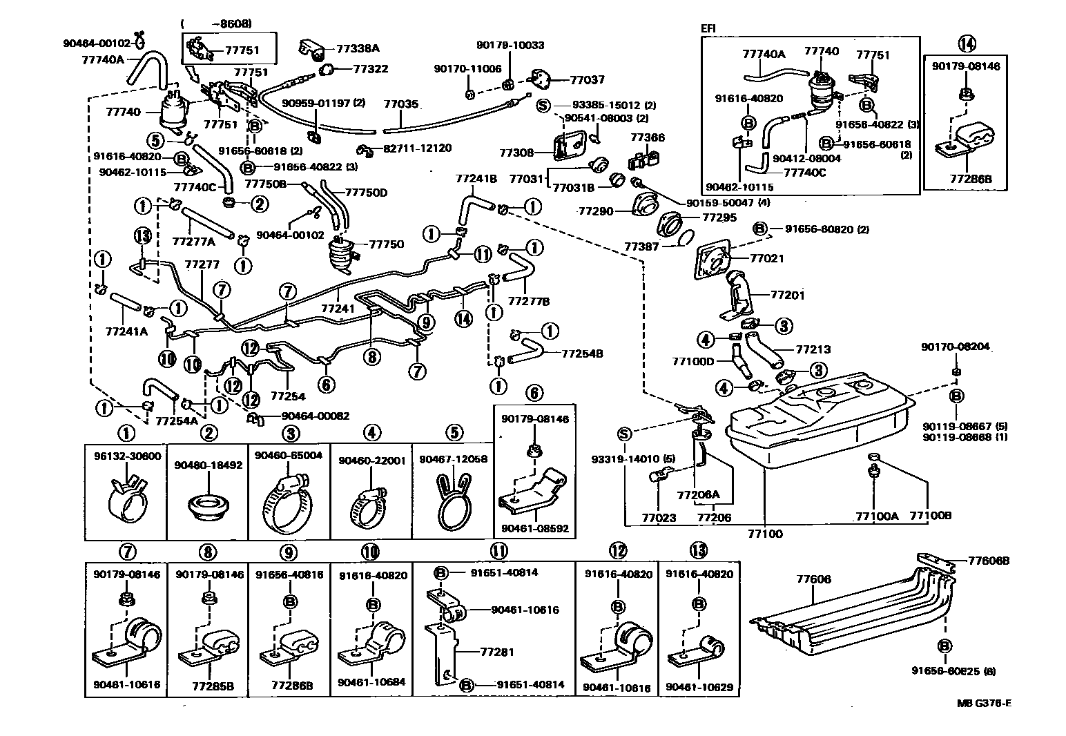 Toyota HILUX 燃油箱和燃油管 EPC diagram — MBG376E