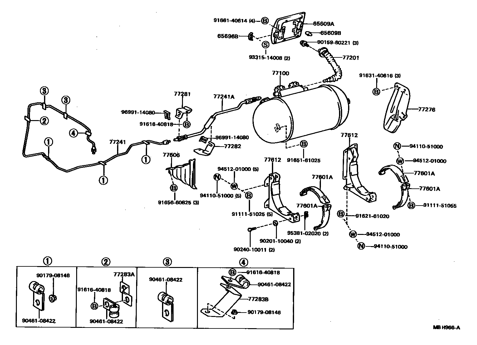 Toyota HILUX 燃油箱和燃油管 EPC diagram — MBH966A