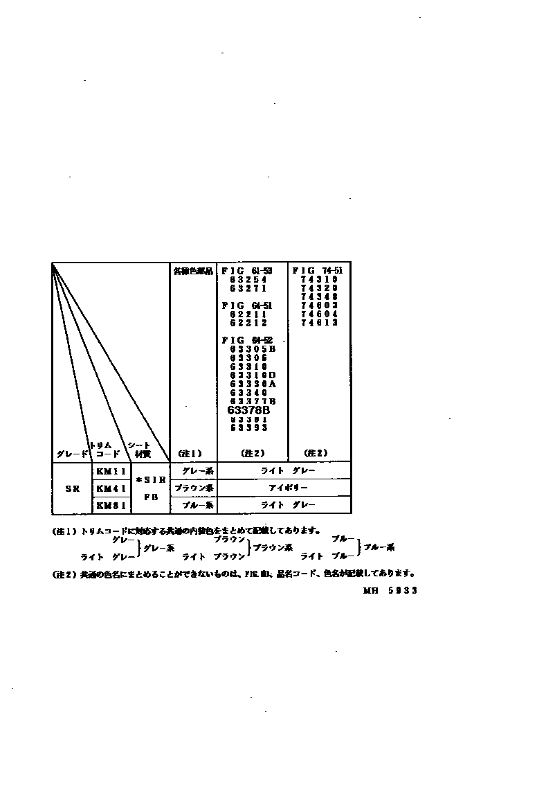 Toyota HILUX 颜色判定表 EPC diagram — MH5933