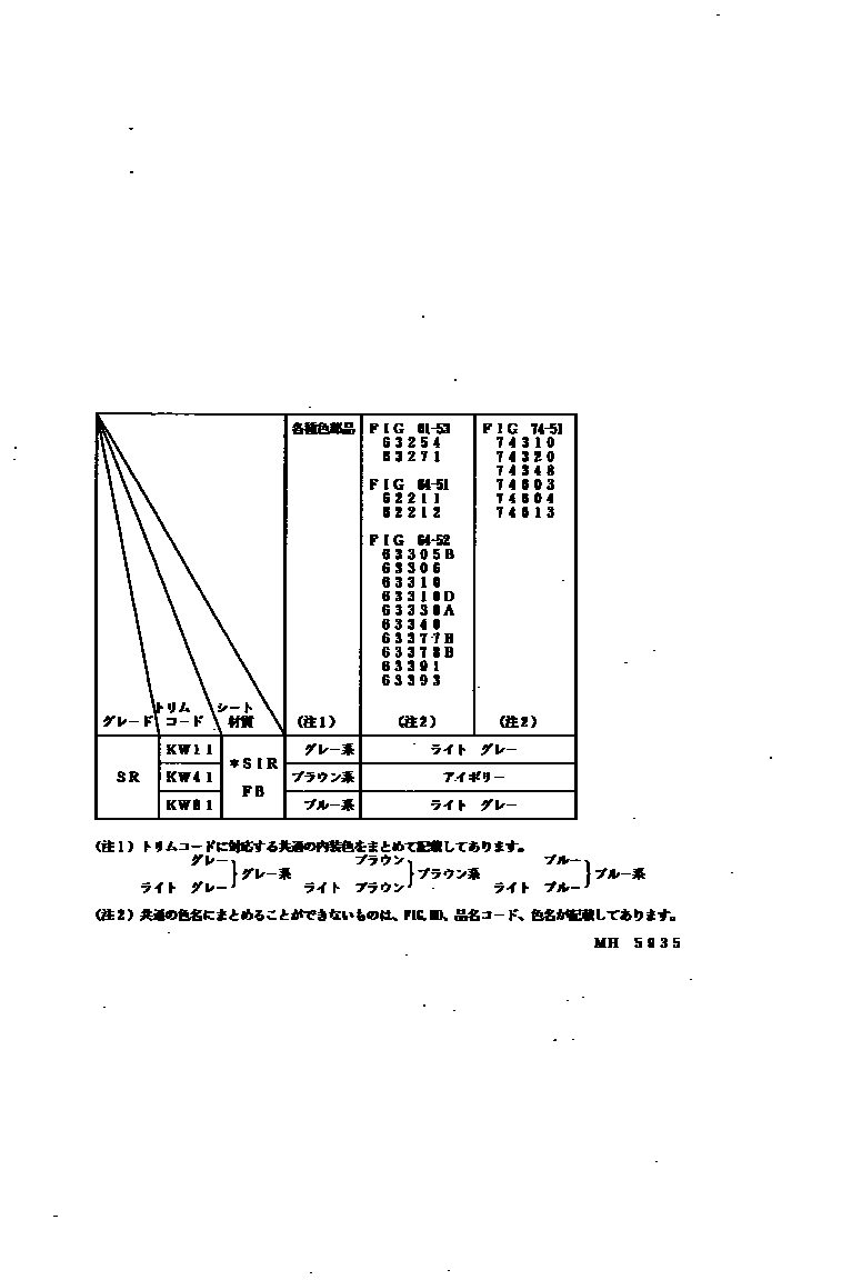Toyota HILUX 颜色判定表 EPC diagram — MH5935