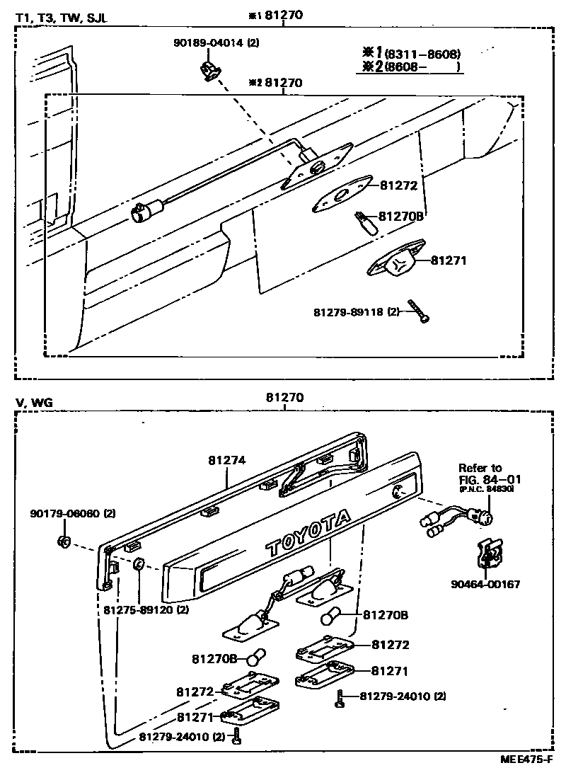 Toyota HILUX 后牌照灯 EPC diagram — MEE475F