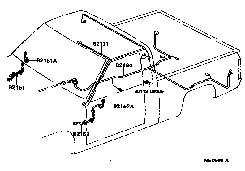 Toyota HILUX 线束和卡夹 EPC diagram — MED991A