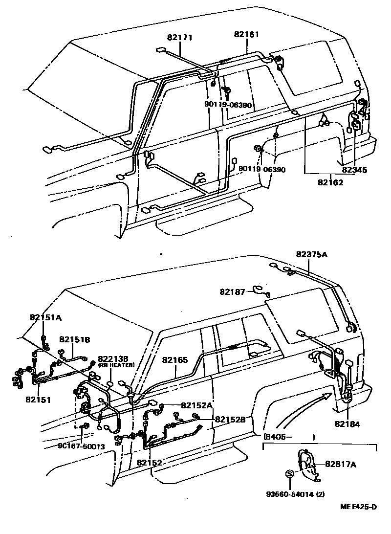 Toyota HILUX 线束和卡夹 EPC diagram — MEE425D